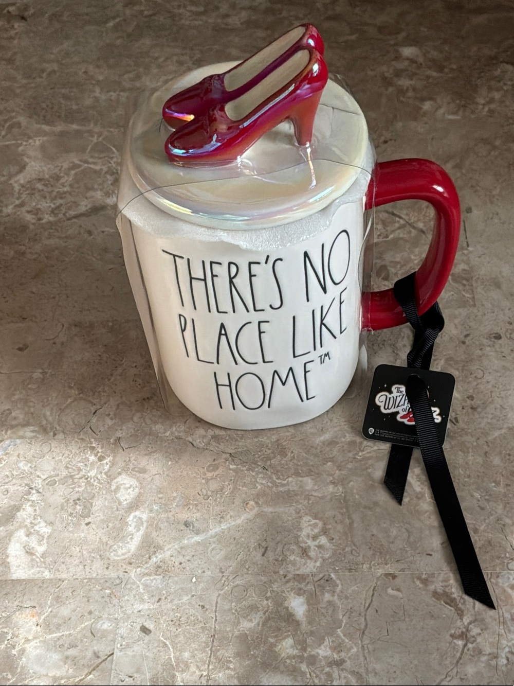 RAE DUNN Ceramic Mug with Red Shoe Lid - There's No Place Like Home